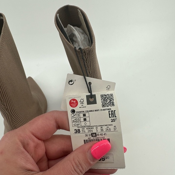 New Zara tan booties size 7.5 - Picture 6 of 7